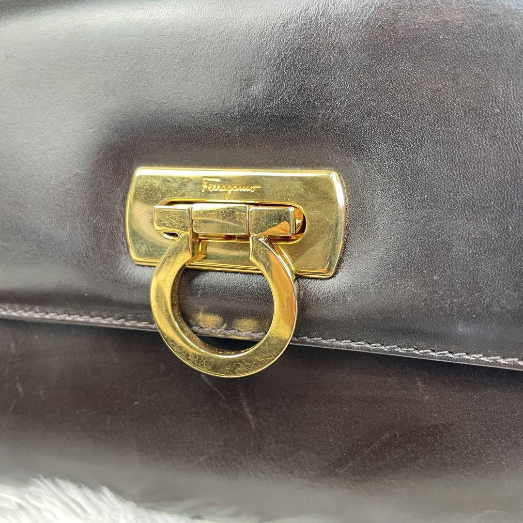 Salvatore Ferragamo Shoulder Bag Gancini Leather Brown From Salvatore Ferragamo Shoulder Bag Gancini Leather Brown From