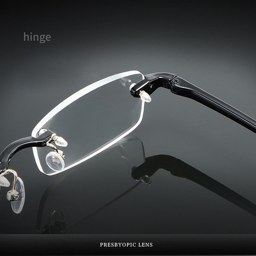 Nuevos Hombres Mujeres TR90 Gafas de lectura sin montura Presbicia negra para lector +0.5~+4.0 - Imagen 5 de 6