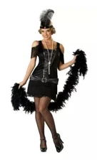 Black Flapper Costume, Gatsby Cotton Club Charleston InCharacter Womens Small S