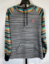Hooey Womens Gray Black Multicolor Serape Hoodie Western Lightweight Sz M