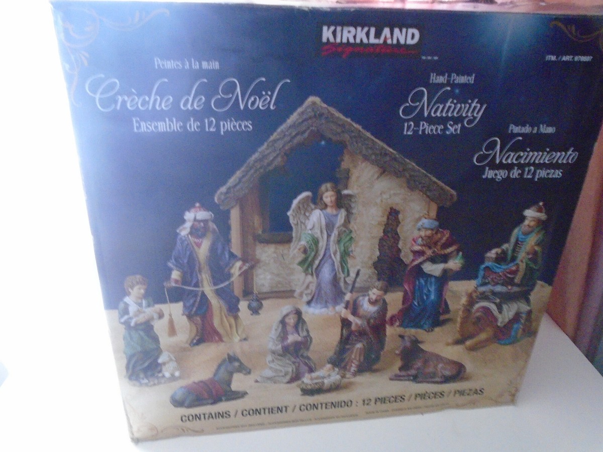 Large 12pc Kirkland Signature Nativity Set Hand Painted Gorgeous