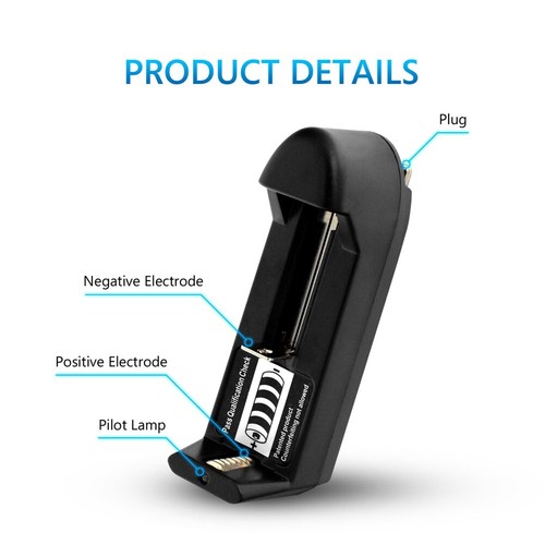 Chargeur de batterie simple emplacement pour cellules rechargeables 3,7 V 18650 AA/AAA/CR123A A98 - Photo 7 sur 12