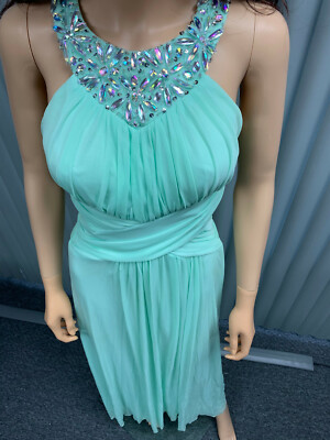 B. DARLIN PARTY PROM LONG DRESS GOWN Size 7/8 Green Blue