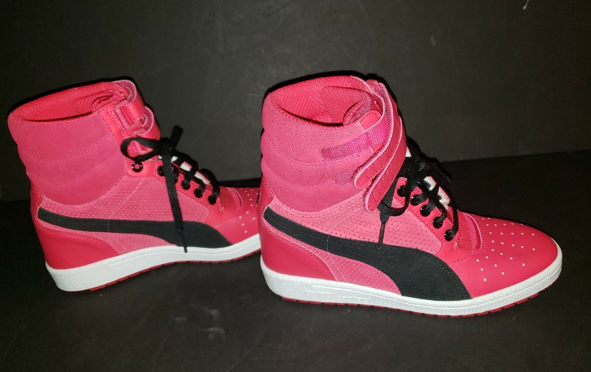 Puma Contact Sky Womens Wedge Hi-Top Sneakers Pink (Fuchsia