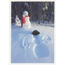 Snowman with Raised Arms Snowman Snow Angel Box of 10 Funny Christmas Cards