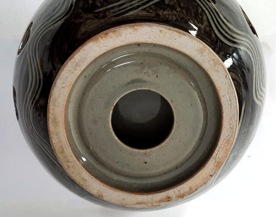 Soma Ware Japanese Pottery Somayaki Punch Bowl & 15 4oz Cups