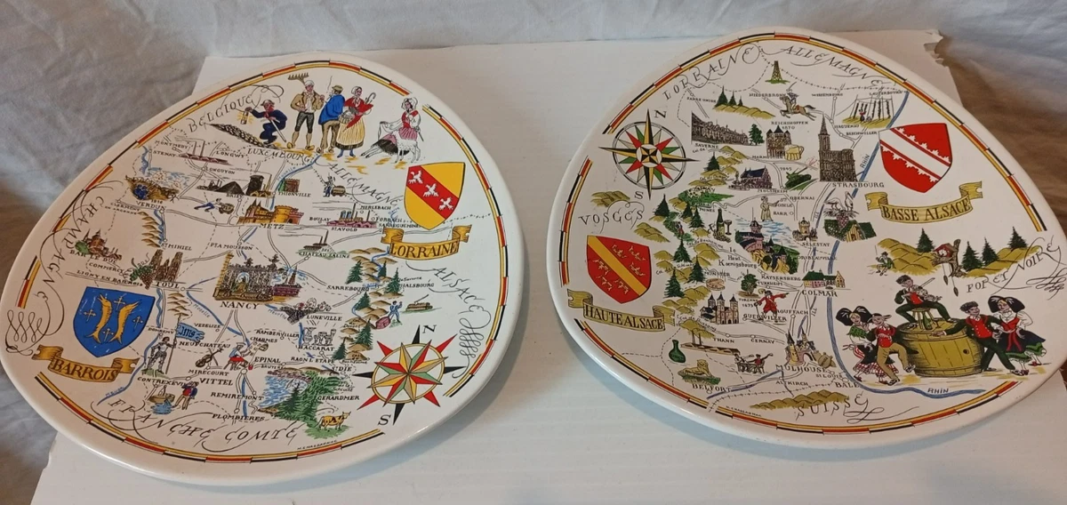 Lot Saladier Et Plat Lunéville Faïence, Couvercle, Motif Fleurs, Vintage