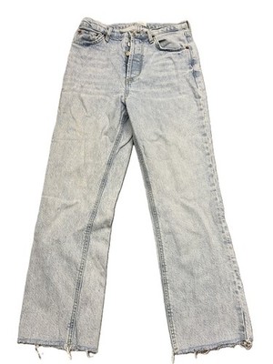 Zara Damen Light Wash Jeans Straight Leg Raw Hem W30 L27 UK 8