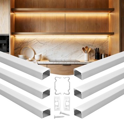 VEVOR 10-Pack 6.6 ft/2M Plus-Size U Shape LED Aluminum Channel with Milky Cover
