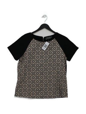 Neuwertiges Samt Damen Top UK 12 schwarz Baumwolle mit Elasthan Basic