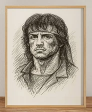 RAMBO DRAWING PRINT PORTRAIT SKETCH 8" x 10" PRINT WALL ART