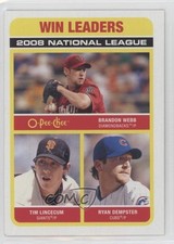 2009 O-Pee-Chee League Leaders Brandon Webb Tim Lincecum Ryan Dempster #540 ex0