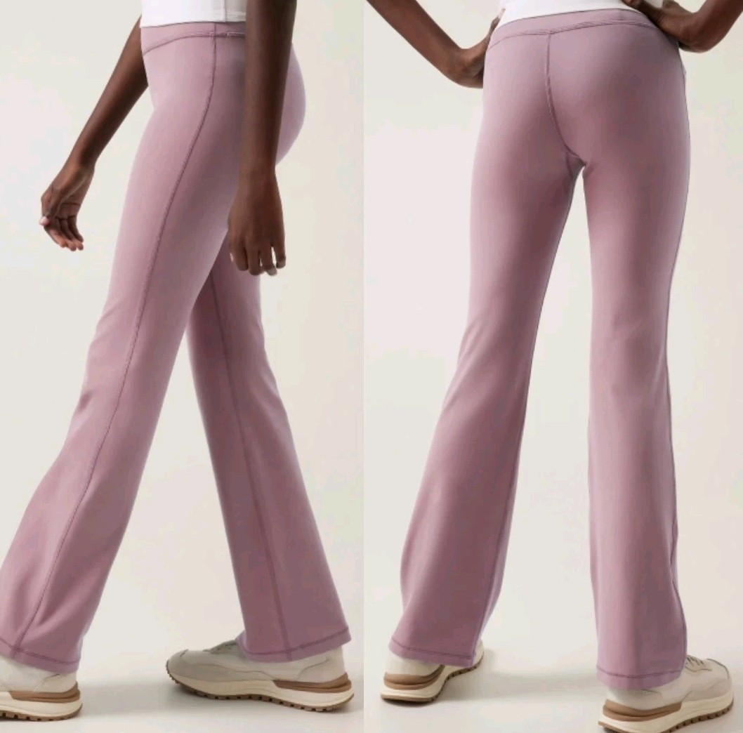 Athleta Girl High Rise Chit Chat Flare Pants Mauve Pink! L/12 Excellent
