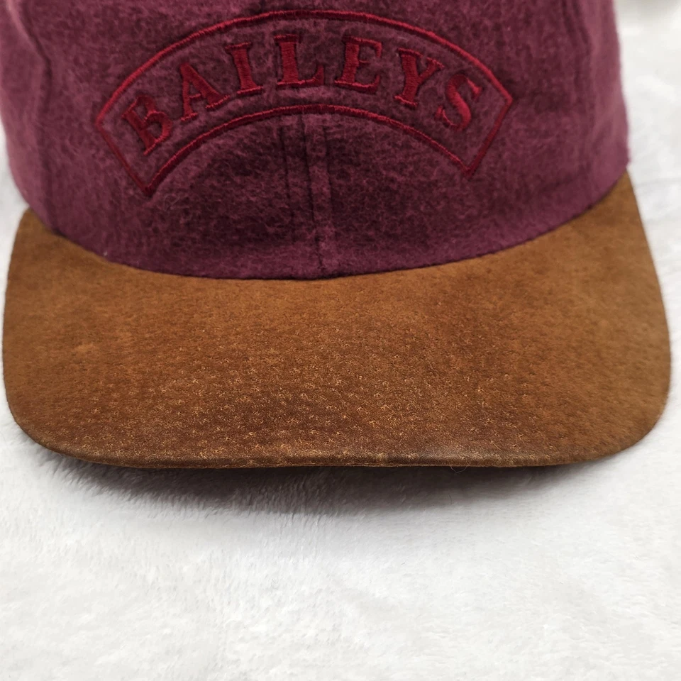 Винтажный Baileys шляпа крышка ремень назад бордовый коричневый замши пик хлопок мужской 90-х - Изображение 4 из 4