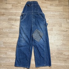 1940s WW2 Denim Overalls No Brand Sanforized Distressed Repaired Donut Button