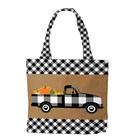 Briarwood Lane Black Checkered Truck Fall Canvas Tote Bag 15" x 14" x 7"