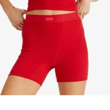 SKIMS Cotton Rib Boxer Shorts, Cranberry. Size Medium, NWOT Open package