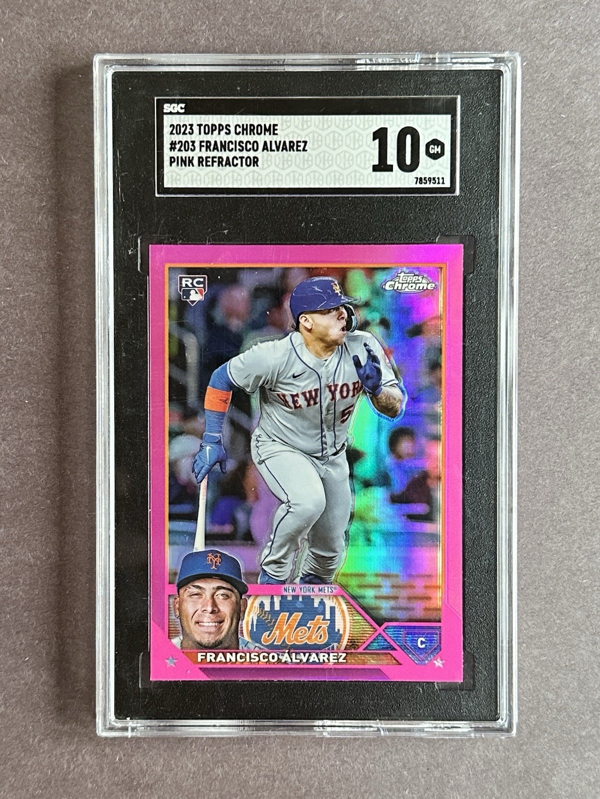 2023 Topps Chrome Francisco Alvarez #203 Rookie Pink Refractor SGC 10 GEM MINT