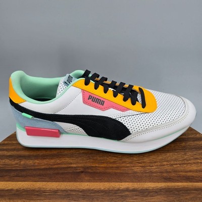 Puma Future Rider Shoes Mens 10.5 White Pink Leather Low Top Athletic Sneakers