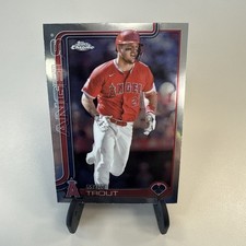 Mike Trout Refractor 2025 Topps Chrome Baseball Card #100 Los Angeles Angels