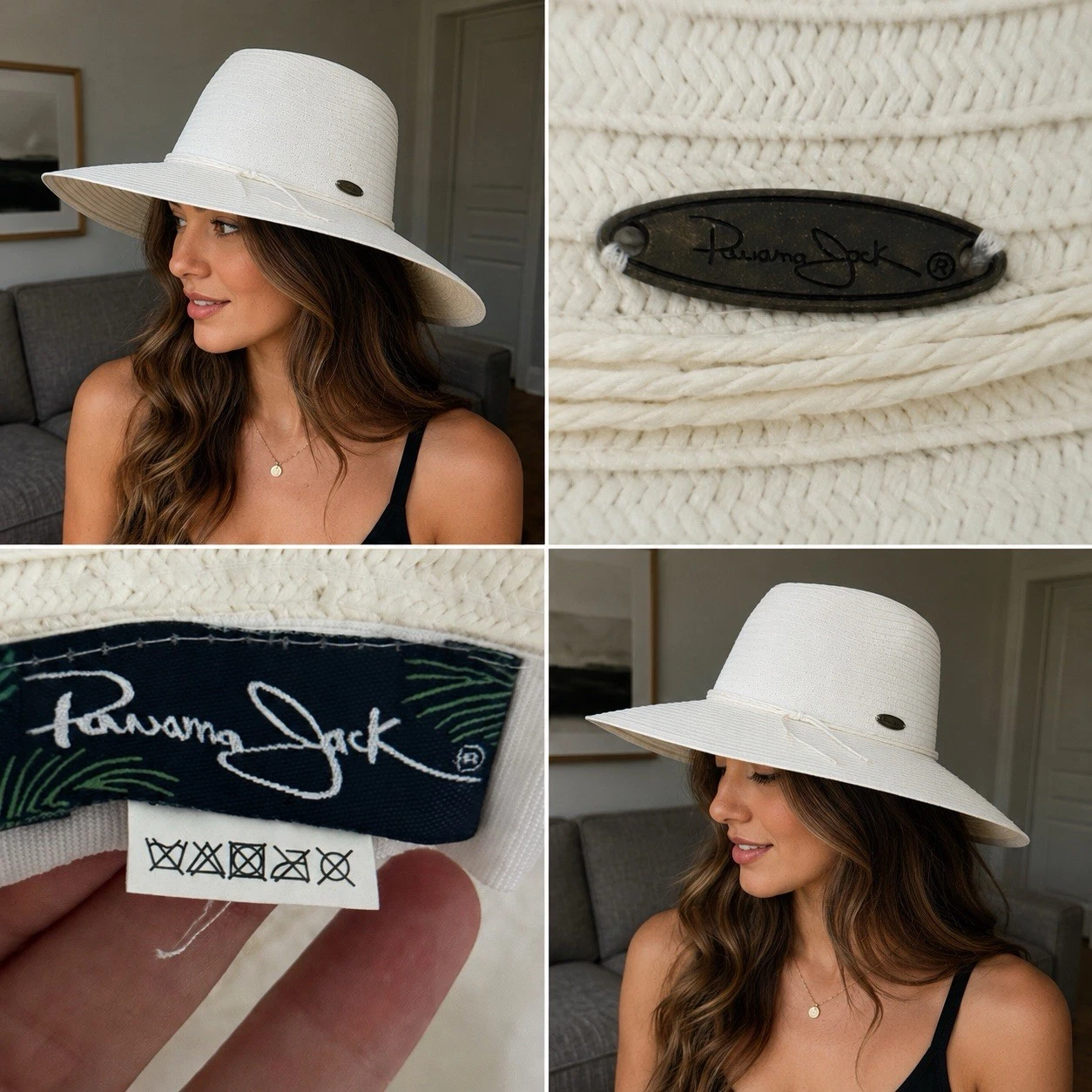 Panama Jack Women’s White Wide Brim Sun Hat NWT Beach Resort Summer Hat SPF 50