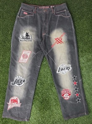 Vintage UNK Jeans Western NBA Official Patches Size 36 Rare