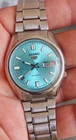 Seiko 5 Watch Automatic Vintage Sky  Blue Dial day date 7009 movement @ Japan