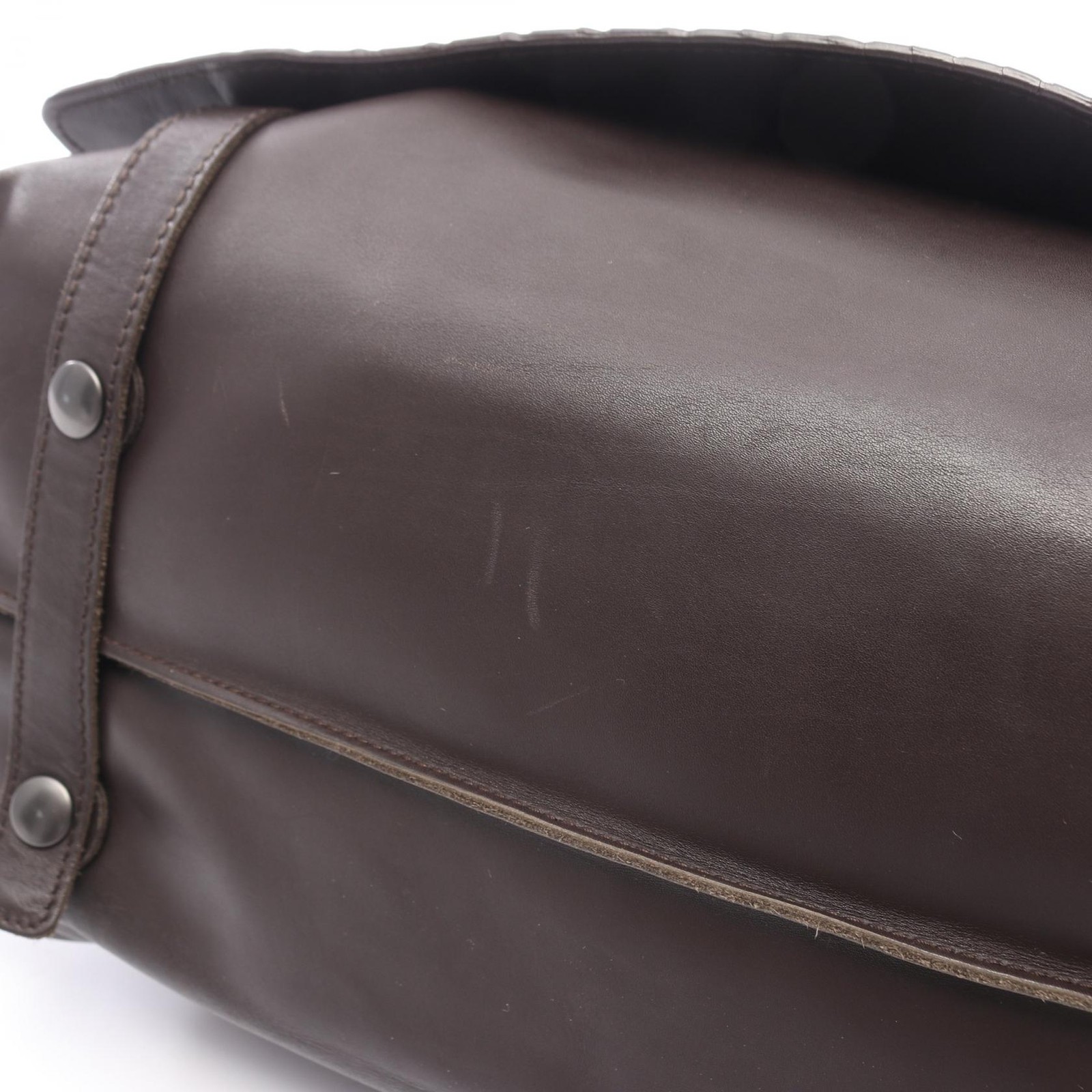 BOTTEGA VENETA Intrecciato messenger Shoulder Bag leather Brown Used mens BV image 6