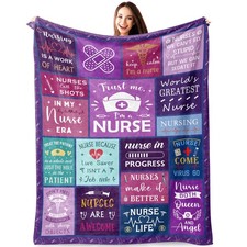50x60 Inch Nurse Appreciation Gifts Fleece Blanket Throw For RN LPN Women Men