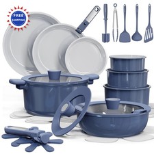 Cookware Set 27 Piece Ceramic Nonstick Pots Pans Detachable Handles Dark Gray