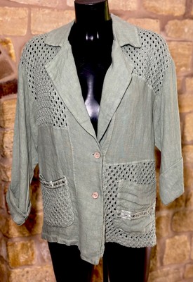 Crafted & Made In Italy Lady s Bari Button Cotton Lagenlook Jacket  1 Size 8-16