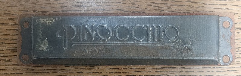 Vintage 1960 Walt Disney 1x4" grey PINOCCHIO HARMONICA 