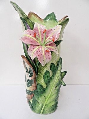 Fitz & Floyd Classics Collection Lily Leaf Shape Vintage Vase 15'' tall