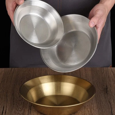 Stainless Steel Deep Round Plate for Fruit Snack Soup For Salad Serving - Image 1 of 4