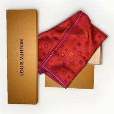 Louis Vuitton Monogram Sciarpa di Seta Carre 26X26” Rosso Viola Magneta LV Bandana Box