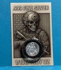 1/10th oz Fine Silver Round, TACTICAL SKELETON 999 FINE SILVER Bright Finish