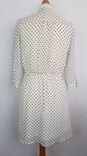 H&M Polka Dot Day Dress Ditsy Creamy & Black Size 10 Lined Summer Button Up - Picture 10 of 15