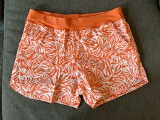 Lands End Womens Sunshade UPF 50 Board Swim Shorts 16 Orange Tropical NWT NEW