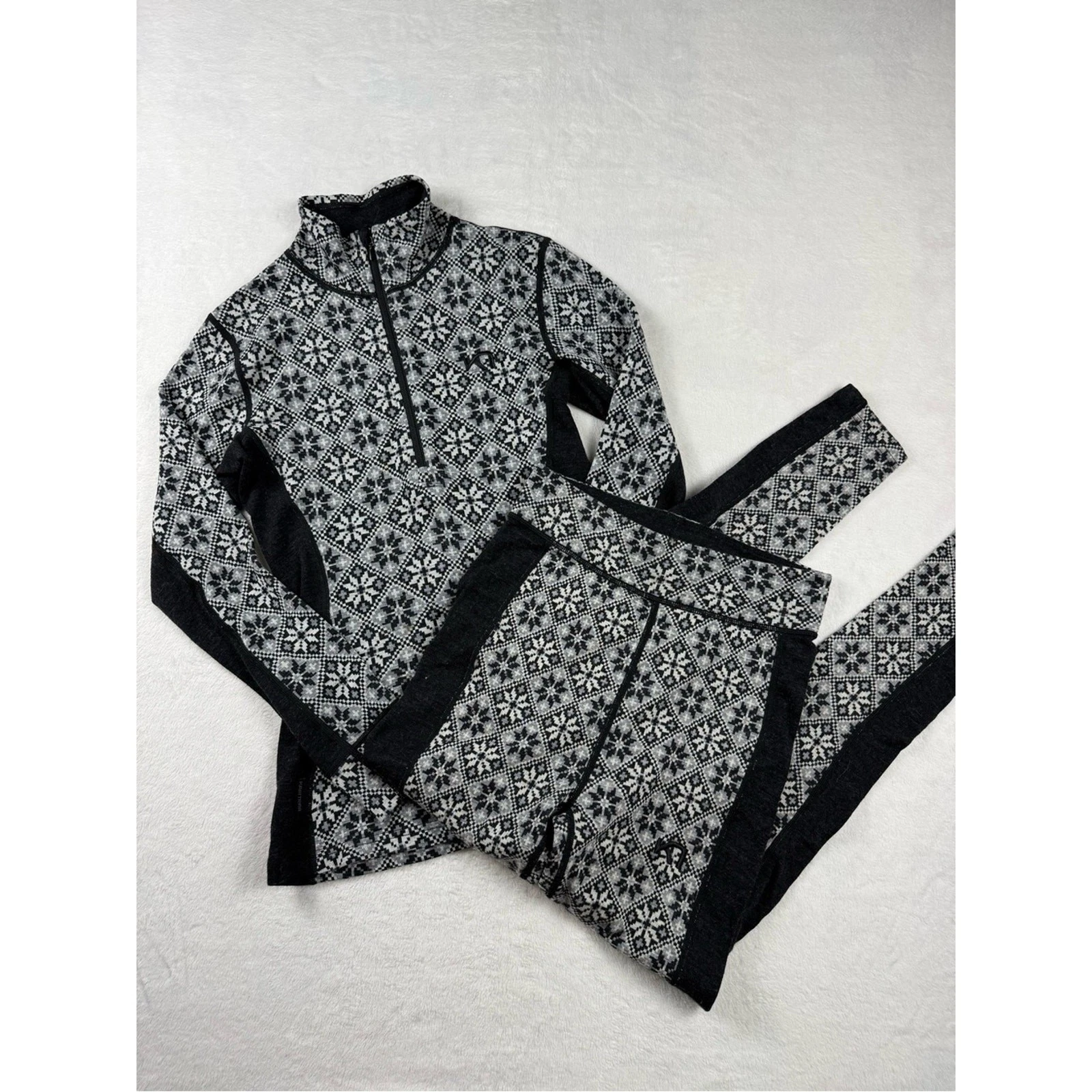 Kari Traa Merino Wool Base Layer Set Nordic Pattern Thermal set Women’s Small