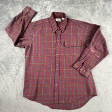 Vintage Sears Roebuck Shirt Mens Large Plaid Flannel Long Sleeve USA 90s YTK