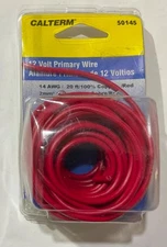 Calterm 12V, 14 AWG 20' Red Primary Wire 50145 USA