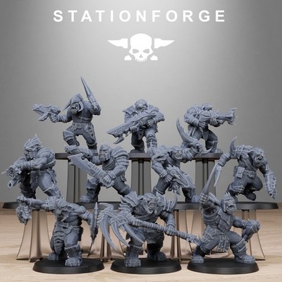 Die Orkaz Biotech Plünderer aus Station Forge 32mm.