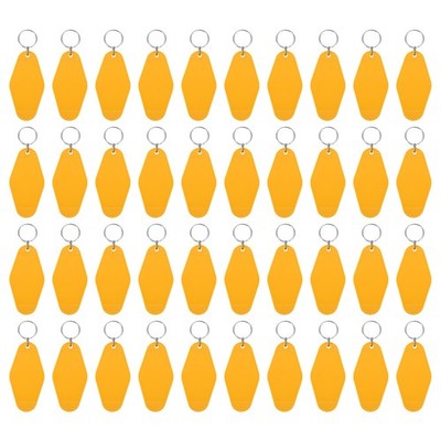 40pcs Hotel Keychains Blank, Plastic Rhombus Motel Keychains, Light Orange