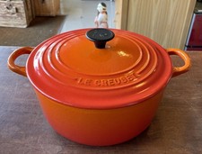 Le Creuset #22 Round Volcano Orange Casserole Pot Dutch Oven Cast Iron Enamelled