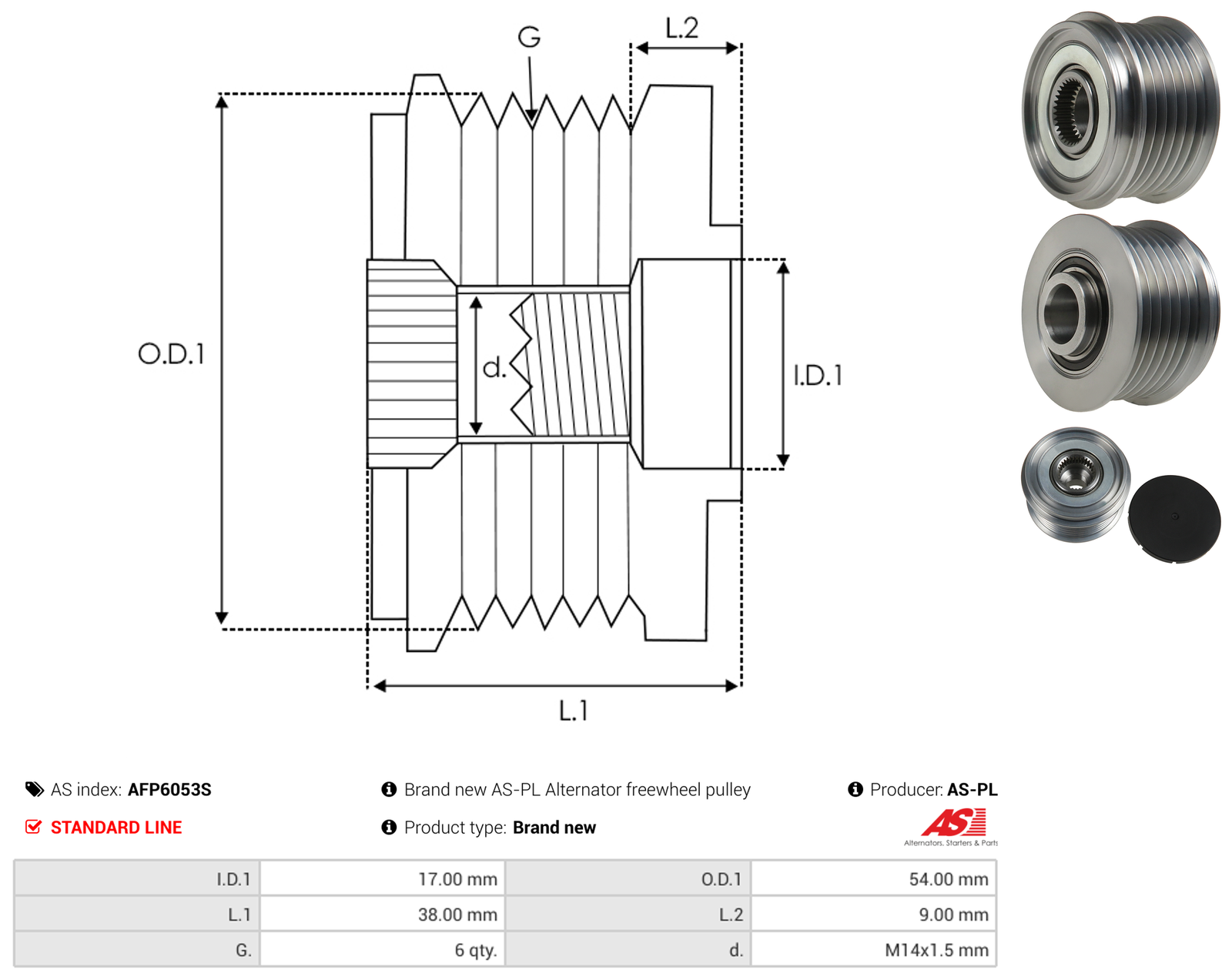 Alternator Freewheel Pulley fits Land Rover Range Rover Evoque OAP 5350263000