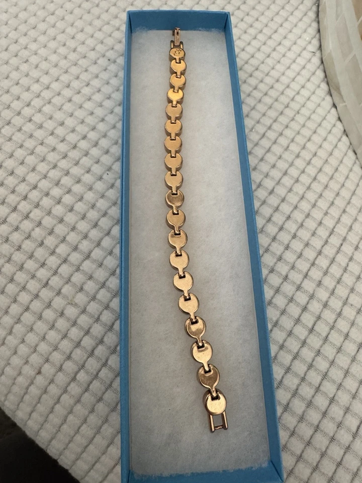 Pulsera Touchstone Cristales ORO ROSA SEDA HIELO Chapada en Oro Rosa 7.25" Foto 3 de 4