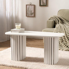 Coffee Table Wooden Ribbed Frame Small Centre Table Living Room Office