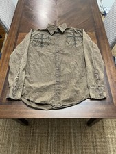 Affliction Mens Brown Long Sleeve Button-Up Shirt Cross Size L