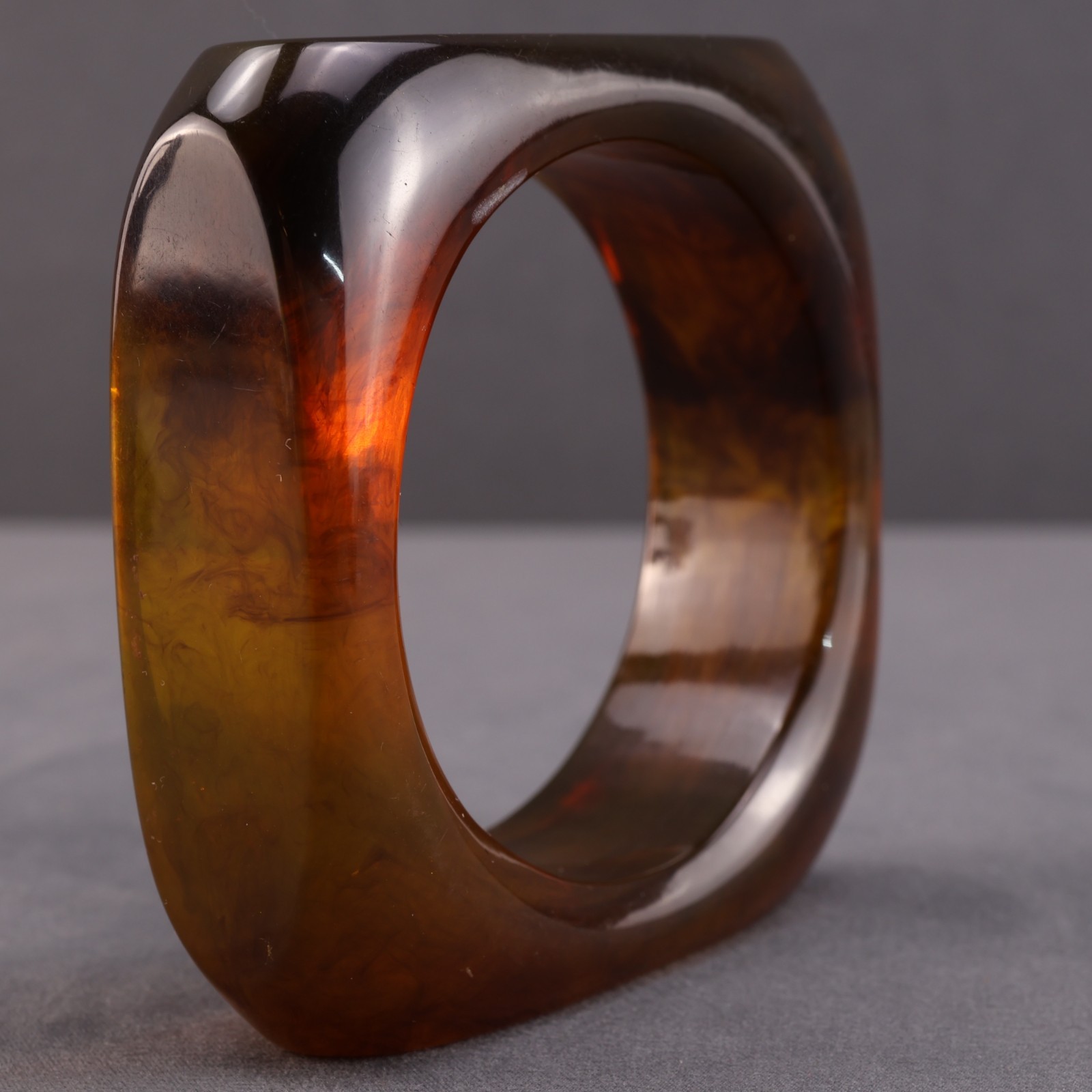 Vintage Translucent Brown Bakelite Bangle Bracele… - image 3