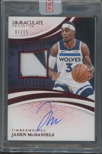 2024-25 Panini Immaculate Basketball Jaden McDaniels #PAU-JMC Patch Auto Red /15